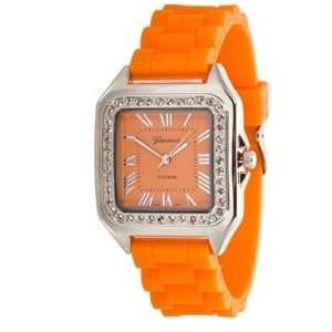  Orange Large Square Design Silicone Watch 
