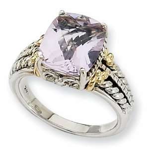 Sterling Silver and 14k 3.70ct Pink Amethyst Ring Jewelry
