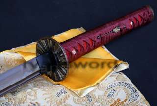   FUNCTIONAL JAPANESE DAMASCUS RED FOLDED STEEL KATANA SWORD #296  