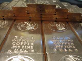 Copper Bars .999 Solid 1/2 LB Bullion Lot US Ingots Set  