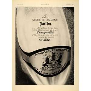  1938 French Print Ad Perrier Mineral Water Bottle Label 
