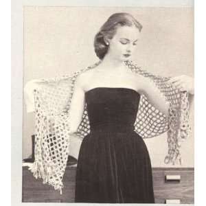 Vintage Crochet PATTERN to make   Evening Stole Shawl Wrap Ribbon Lacy 
