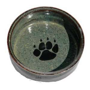   Paw Print Dog Bowl in Seamist with Black Paws Large