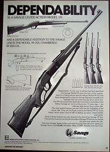 1978 Savage deluxe lever action Model 99 CD Rifle vintage firearms ad 