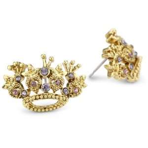    Betsey Johnson Tzarina Princess Crown Stud Earrings: Jewelry