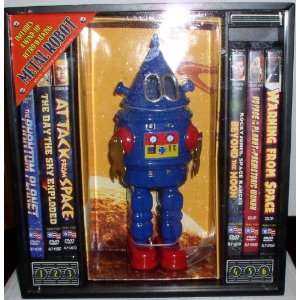  RETRO SCIENCE FICTION 6 DVD SET WITH METAL WIND UP ROBOT 