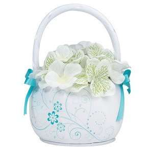  Aqua Floral Flower Basket: Home & Kitchen