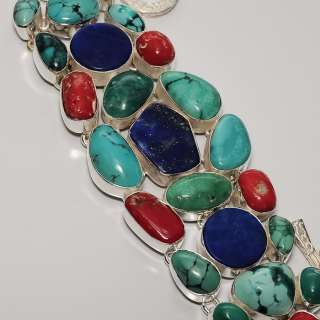 RARE  SANTA ROSA TURQUOISE , CORAL , LAPIS LAZULI & .925 STERLING 