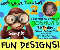Custom CURIOUS GEORGE Birthday Party Invitations  