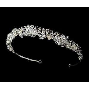  Dainty Crystal & Rhinestone Silver Flower Bridal Headband 
