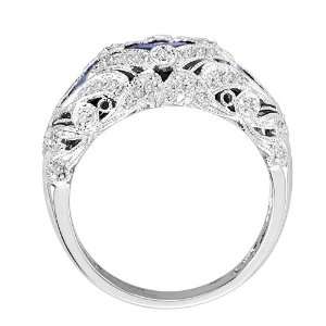  2.25 CTW Sapphire & Diamond Ring 14K White Gold: Jewelry