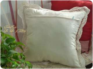 Vintage Rose Embroidery Ribbon Crochet Cushion Cover  