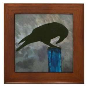  Black Crow on Post Raven Framed Tile by CafePress: Home 
