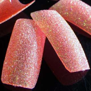 100Pcs Clear Red Glitter Shining French Style False Nail Tips  
