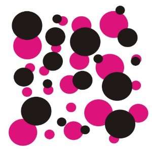 set of 106 Hot Pink and Black polka dots Vinyl wall lettering stickers 