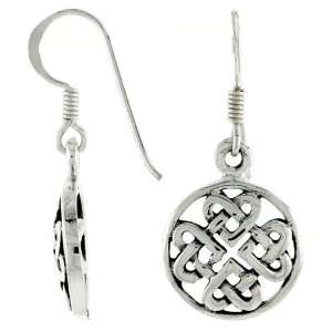 Sterling Silver Interlacing Heart shaped Knots French Ear Wire Celtic 