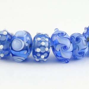  Periwinkle Blue Lampwork Glass Bead Set Arts, Crafts 