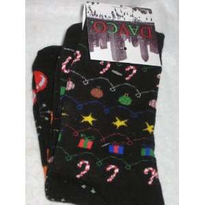 Davco 2 pack Socks   Holiday   Chirstmas Ornaments   Black Sock Size 9 