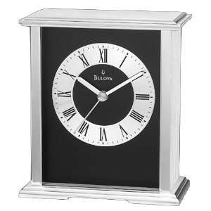  Baron Brushed Aluminum 6 1/4 High Bulova Mantel Clock 