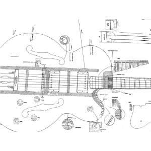  11 Gibson Electric Guitar PLANS   Full Scale Drawings 