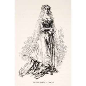  1875 Woodcut Alphonse Neuville Agnes Sorel Royal Mistress 