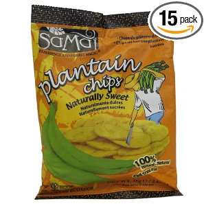 Samai Plantain chips Naturally Sweet, 2.65 Ounce (Pack of 15)