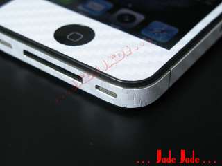White Carbon Fiber Full Body Wrap Skin Sticker for iPhone 4S #K  
