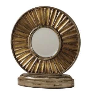  Distressed Finish Riveted Round Table Mirror: Home 