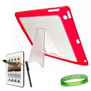 Apple iPad 2 Kickstand Case 2nd Generation TPU Skin Red with Kickstand 
