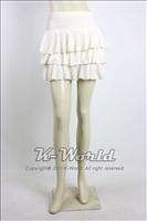 XS~S ♣ Off White Layd Womens Tiered Velvet Cute Mini Skirt 