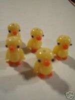 Funky Yellow Rubber Ducky Ducks Lampwork Glass Beads  