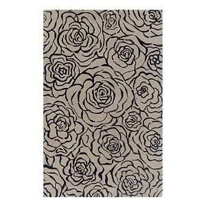  Andrea Stark Floral Hand Looped and Tufted Black and Beige 
