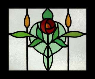 STUNNING MACKINTOSH ROSE ANTIQUE STAINED GLASS WINDOW  