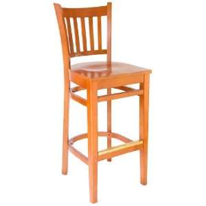  Delran Cherry Wood Slat Back Barstool with Wood Seat: Home 