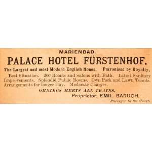  1908 Ad Palace Hotel Furstenhof Marienbad Emil Baruch 