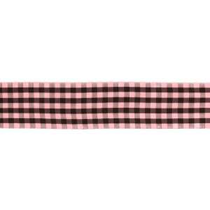  1.5 Gingham Ribbon Pink/Brown Fabric By The Yard: Arts 