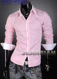 VVW New Mens Designer White Line Shirts Top Pink 1073 S.M.L.XL ~USA 