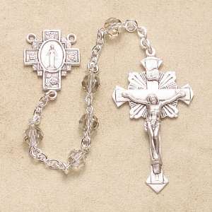 Sterling Silver Rosary Rosaries Silver Shade Crystal 6mm Beads Jesus 