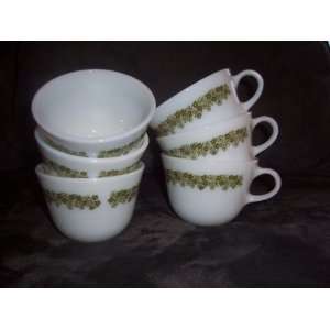  Set of 6 Vintage Pyrex Spring Blossom Green Cup / Mug 2 3 