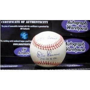 Yogi Berra & Don Larsen Autographed Baseball Inscribed 10 