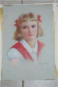 Nat Wrightington Cole Girls Portraits Original Pastel Drawings 