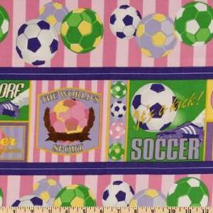   Collage Soccer Stripe Pink Fabric By The Yard Arts, Crafts & Sewing