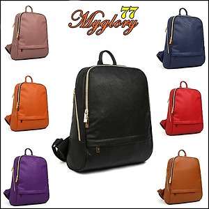   Womens Faux Leather backpack shoulder bag handbag tote purse F  