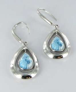 New Murano Glass Sterling Silver Millefiori Flower Blue Pierced 