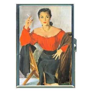 1950s Brunette Pin Up Smokes ID Holder, Cigarette Case or Wallet: MADE 