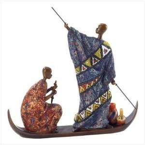 Masai Father and Son on Boat Figurine 