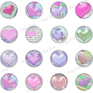 63pcs Hearts and Love digital collage sheet JPG 18x18mm fit cabochon 