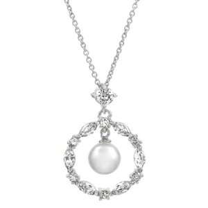  Riyas CZ & Dangling Pearl Fashion Pendant Necklace 