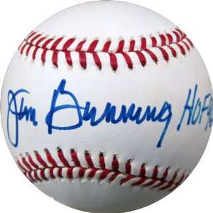  Signed Jim Bunning Baseball   with HOF 96 Inscription 