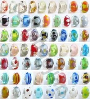 60pc Mixed Murano Glass European Beads Charms #P60 3  